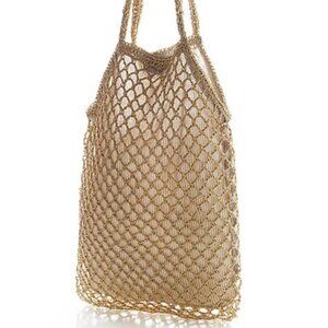 NWT j jill straw natural colored chochet bag